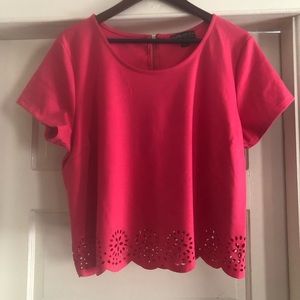 Pink Laser cut crop top